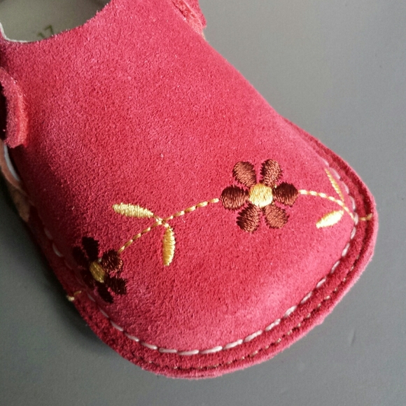 NIB Pipit Floral Pink Suede Leather Baby Shoes - Picture 10 of 15